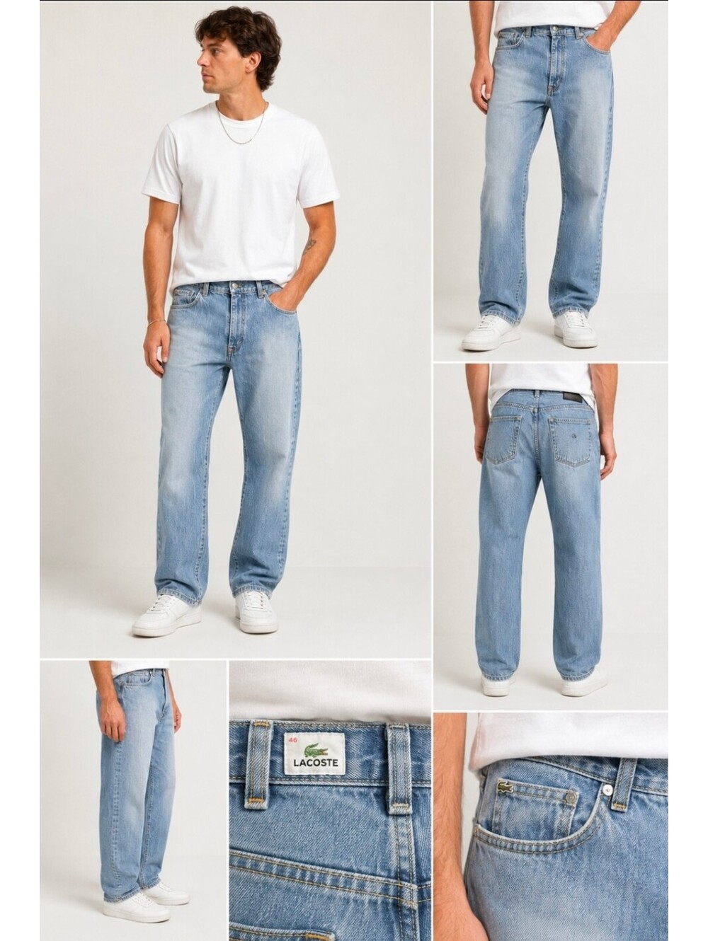 Vintage Lacoste Men's Jeans 46 Light Wash Straight Leg 100% Cotton 36x30